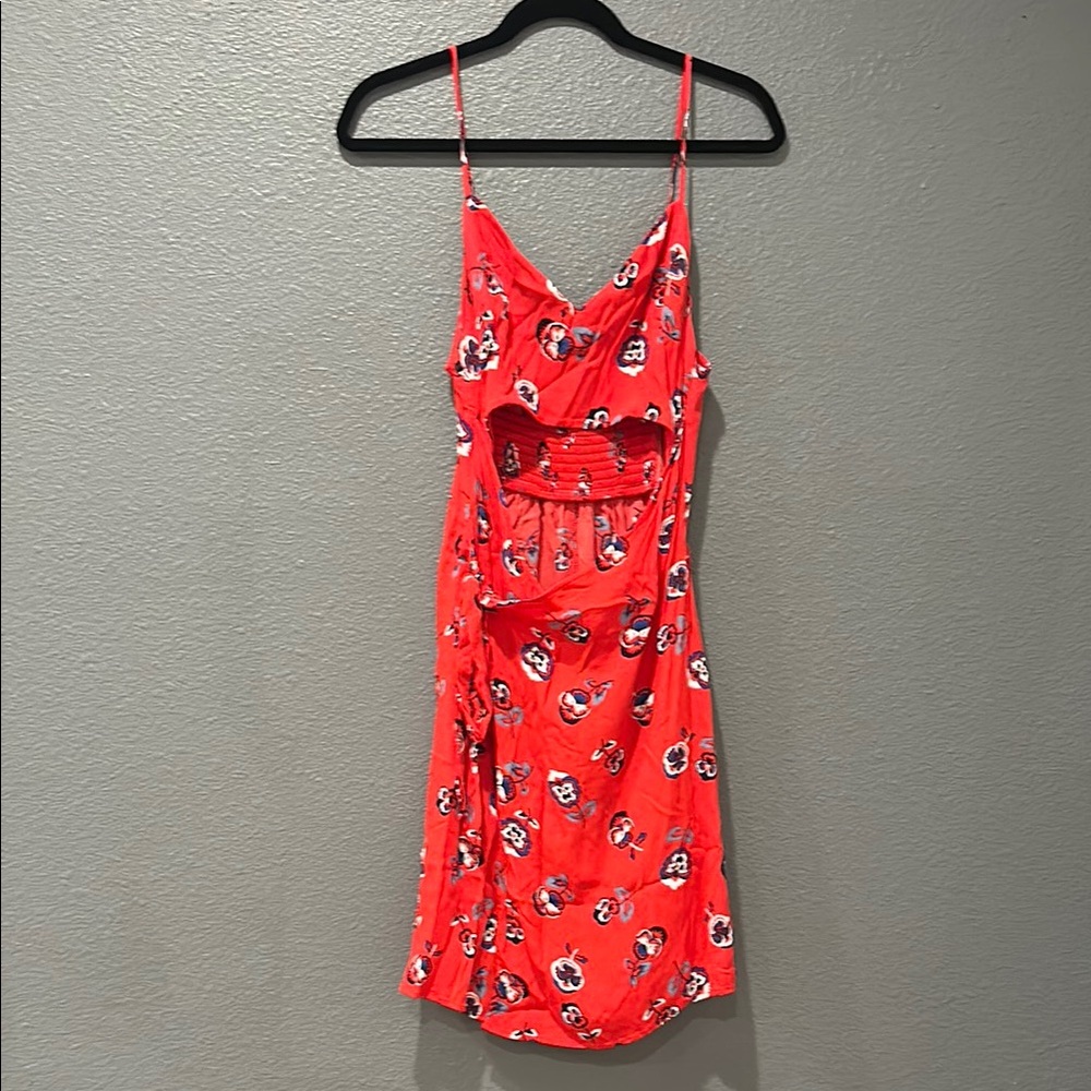 Express Red Mini Dress with Floral Elegance